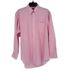 Land's End Men's Oxford Dress Shirt Button Down Long Sleeve Pink
